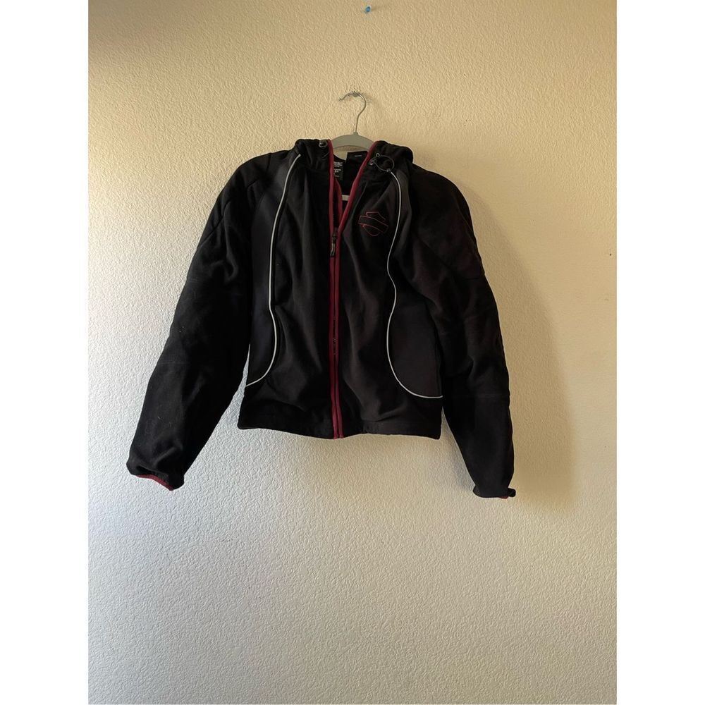 Harley Davidson Fleece Reflective Hooded Riding Jacket with padding size Small